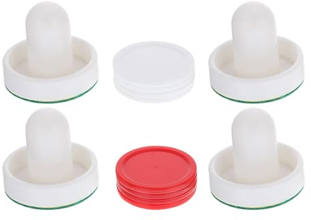 Alipis 2 Juegos de Empujadores de Hockey de Aire 60mm y Discos de Hockey de Aire 51mm Rojo y Repuestos para Juego de Arcade