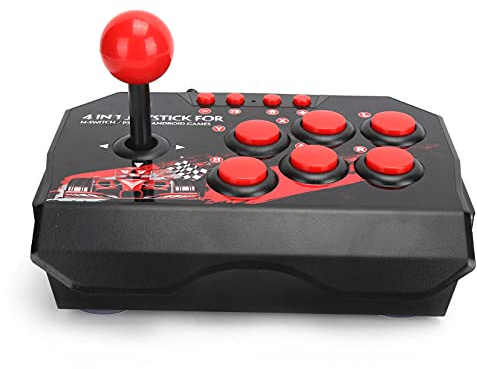 EIMSOAH Trådbunden Fight Stick Precise Metal Joystick Black and Red Controller för //PC, Bekvämt Avstånd för Spelentusiaster, ABSS-storlek 8,3 X 5,9 X 2,4 Tum