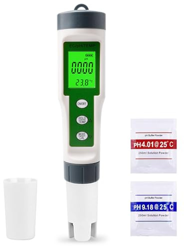 Digital-Display Pool Wassertester, TDS/EC/pH/Temperatur Messgerät PH Messgerät, Multifunktion Wasserqualität Tester, pH und EC Messgerät Grow für Trinkwasser, Pool, Aquarien, Hydroponik