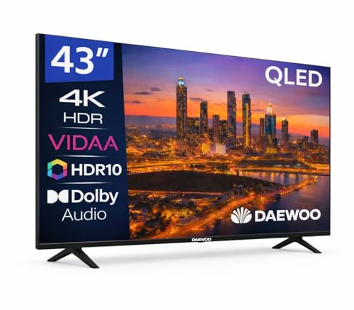 Daewoo 43VB56QV Smart TV 43 Pulgadas QLED 4K UHD, HDR10, Dolby Audio, Bluetooth, HDMI 2.1, Diseño Sin Marcos (Frameless), Funciones de accesibilidad, Gama 2026