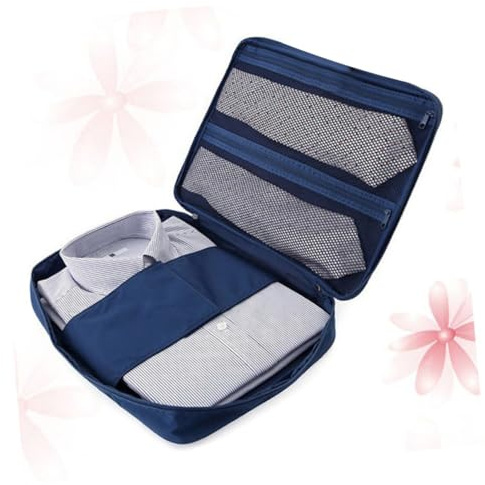 HEMOTON Organizer da Viaggio in Poliestere Chiusura a Zip per Camicie e Cravatte, Sacchetto Anti-piega Tasche Indipendenti per Trasferte di Lavoro