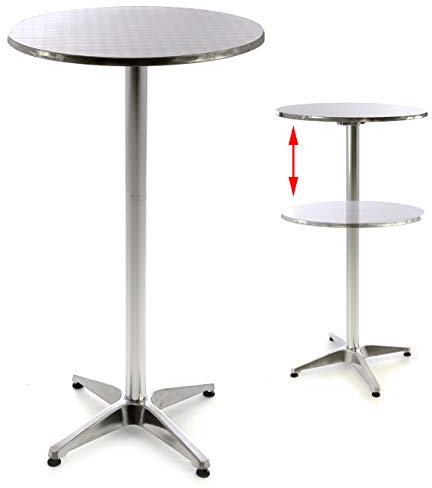 Nexos Stehtisch Bartisch 110 cm Aluminium Silber glänzend Tischplatte 60 cm Platte 2 cm Edelstahl Hochzeit Empfangstisch Bistrotisch