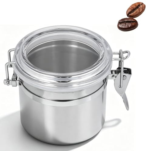 HERCHR Kaffeedose Luftdicht, Teedose Vorratsdose Kaffeebehälter Aus Edelstahl Mit Deckel, Kapazität 450-500g, Luftdicht Vorratsglas Edelstahldose Vorratsdose Für Kaffeebohnen, Pulver, Tee, Kakao