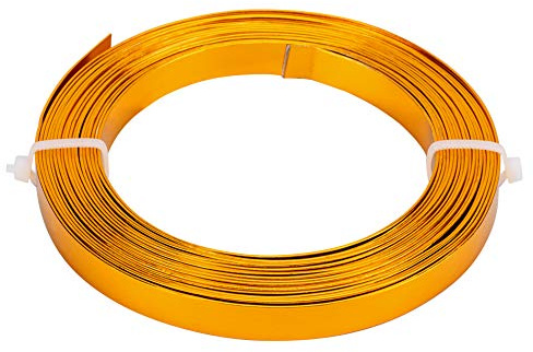 BENECREAT 5 m (16,5 fot) 10 mm bred platt smycke pysseltråd 18 Gauge aluminiumtråd för infattning, skulptering, armatur, smyckestillverkning - mörkguld