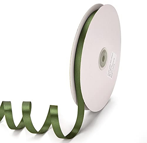 IHKFILAN satinband, i mossa (10 mm x 91,44 m), matt glänsande presentband, ädelt band för dekoration och hantverk, för att packa in speciella gåvor, för bröllop, dop och mycket mer