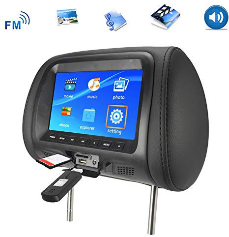 FOReverweihuajz Voiture Universel 7 Pouces Arrière Type D'appui-tête De Voiture Écran Numérique Haute Définition LCD, Réglable, avec Lecteur Noir, USB