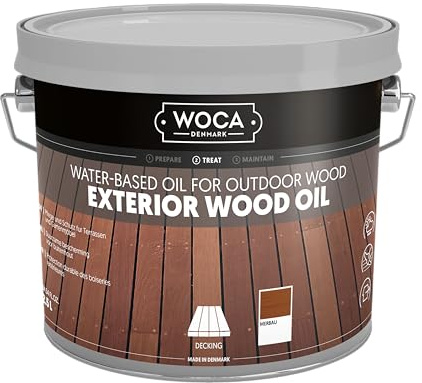 WOCA Denmark Exterior Wood Oil Merbau 2.5 L - Patio Oil for Patios, Fences and Outdoor Furniture