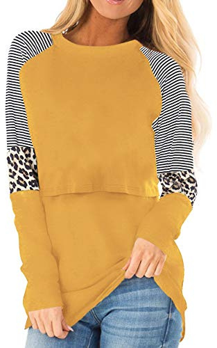 Smallshow Donna maternità Maglia Allattamento Estiva Top Premaman T Shirt,Yellow,L