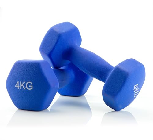 Jocca Set de 2 Mancuernas 2x4KG, Pesas y Mancuernas de Neopreno, Gimnasio en casa, Fitness en casa, Fuerza, tonificación y pérdida de grasa