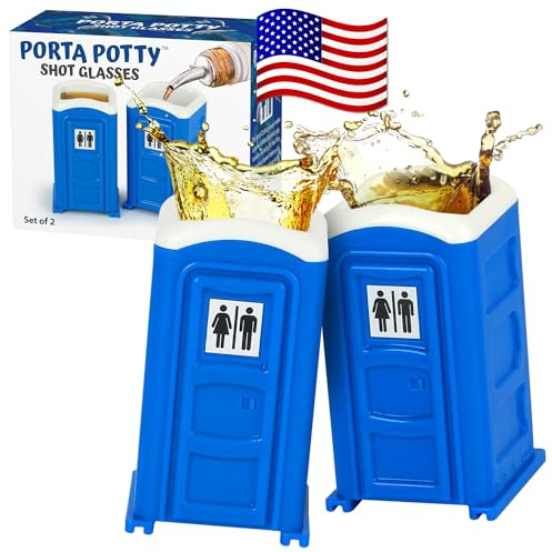 Original Porta Potty Shot Glasses for Men, Best Choice for Humor Number 2, Funny Shot Glass, White Elephant Gift, Secret Santa Claus and Shot Glass Collectors