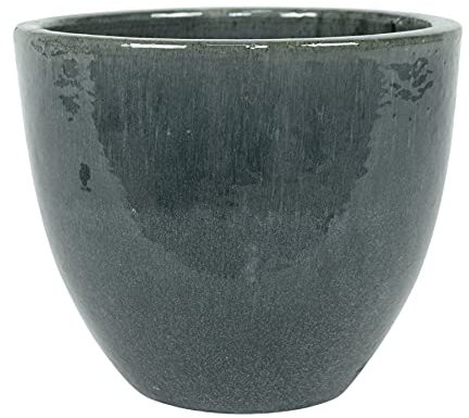 STONE art & more Vaso per piante Cassia, Ø 70 cm, altezza 60 cm, grigio smaltato, resistente al gelo, realizzato a mano in Vietnam