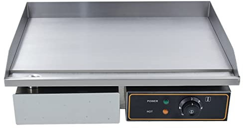 MOOTACO Grillplatte Elektrisch glatt Bratplatte, Elektrogrill mit 55 x 34 cm Grillfläche aus Gusseisen,Profi Gastro Elektrische Tischgrill 3000W