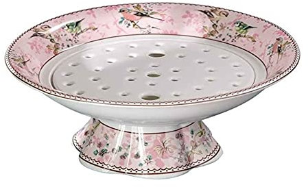 Fruit Basket Fruit Bowl for Kitchen Ceramic Fruit Plate Tall Creative With Drained Dried Fruit Plate Home Living Room Coffee Table Disc Double-layer Plate (Color : A)
