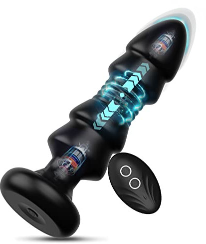 Thrusting Anal Vibrator Prostate Massager for Men Women, P Spot Vibrator Butt Plug Sex Toy with 5 Vibrations & Thrusts for Anal Play Masturbation, Equipped with Remote Controller for Hands-Free Play