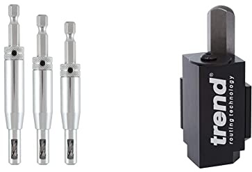 Trend QR/DBG/Set Quick Release 3 Piece Drill Bit Guide Set - 1/4 Hex Shank & C Corner Wood Chisel for Square Hinge and Lock Face Fitting, Black, 70mm