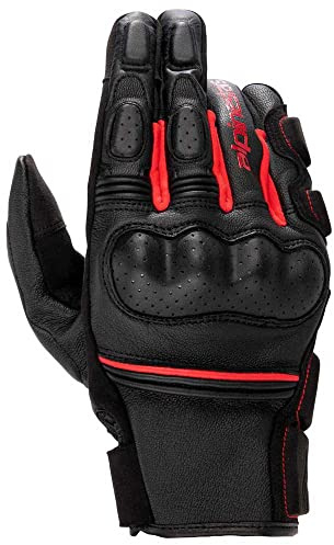 Alpinestars Phenom Leather Gloves Sporthandschuhe Motorradhandschuhe Lederhandschuhe, Black Bright RED, M