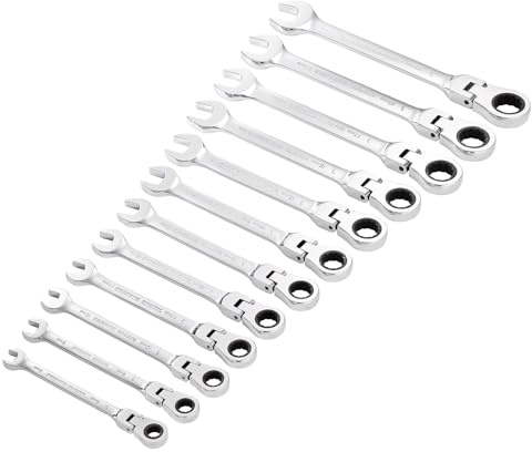Draper 27733 HI-TORQ Metric Flexible Head Ratchet Combination Spanner Set (12 Piece)