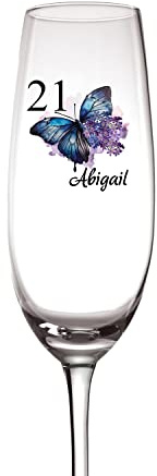 Personalised 21st Birthday Butterfly Champagne Prosecco Glass Gift For Her