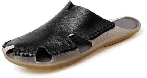 Herren Damen Leichtgewicht Kuhfell Garten Sandalen Strand Pantoffeln Clogs Schuhe Schwarz 46 EU