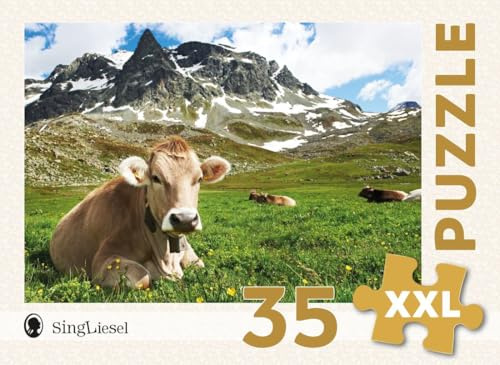 Puzzle für Senioren – Kuh in den Alpen, 35 große Teile, auch bei Demenz | 35 XXL-Puzzleteile - Puzzle für Senioren mit großen Teilen - Beschäftigung und Gedächtnistraining – auch bei Demenz