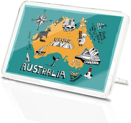 Classic Rectangle Magnet with Stand - Map Australia Travel Attractions - Fridge Locker Office Whiteboard Toolbox #61050