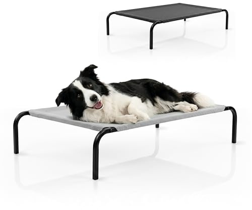 Mobiclinic®, Cama Elevada Perro, Refrescante, XL, Aislante, 122x71x21cm, Máx. 60 kg, Resistente, Interior y Exterior, Portátil, Fácil de Limpiar, Montaje sin Herramientas, Gris, Cleo