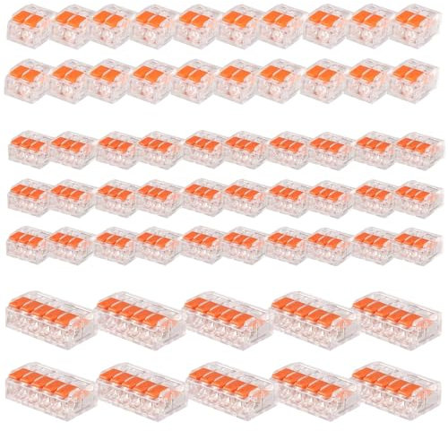 Connettori per cavi, 60 pezzi, morsetti elettrici con leva di comando, morsetto elettrico, morsetti di collegamento da 4 mm², possono essere combinati liberamente, leva a molla per cavi fissi e
