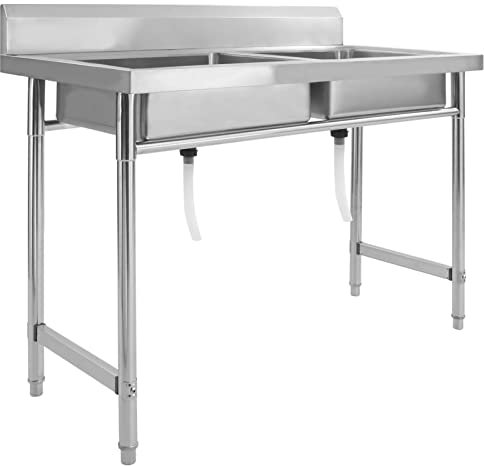 heybb Évier de cuisine à lavabo double Acier inoxydable,Vasque À Poser Salle De Bain,Lavabo Salle De Bain