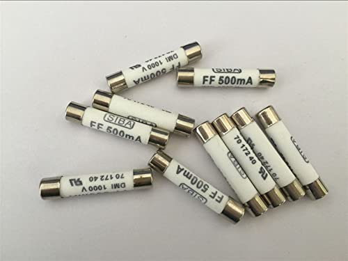 10 Stück 6 mm x 32 mm FF 500 mA 1000 V SIBA Keramiksicherung 6 x 32 mm Ersatzsicherung