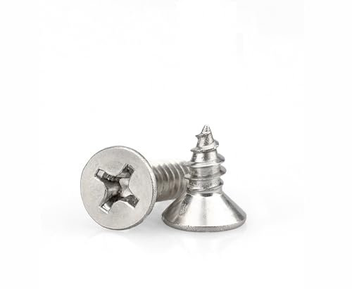 M3x6mm Wood Screws,Flat Head Screws for Wood,Stainless Steel Countersunk Screw,Multi Purpose DIY, Furniture & Repairs (200pcs)