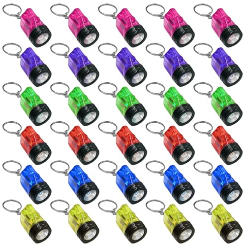 GAOUTO 30PCS Taschenlampe Schlüsselanhänger, 4cm LED Kinder Taschenlampe, Ideal als Mitgebsel und Geschenk Mini Taschenlampe für Kinder Mitgebsel Gastgeschenk, Camping, Outdoor, Wandern