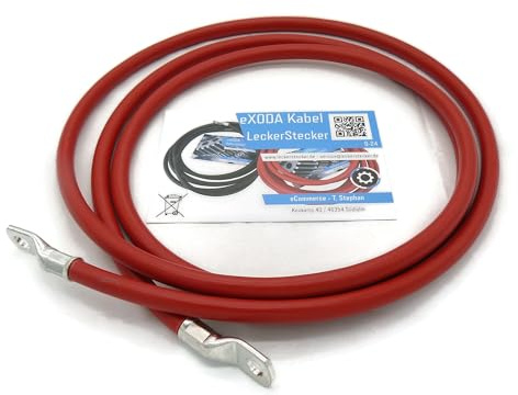 Batteriekabel 50 mm² 2,5m mit Kabelschuhen M10 Rot