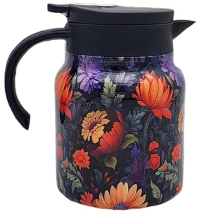 Raidley Vintage Floral Pattern Tea, Vintage Floral Pattern Tea-Built-in Infuser, Vintage Floral Tea Kettle, Insulated Tea Pots, Stainless Steel Thermal Carafe with Lid for Hot Drinks
