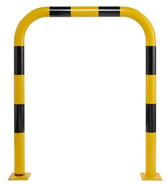 Hooped Perimeter Barrier, 1.2m Tall Heavy Duty Yellow/Black Steel Impact & Racking Protector, Safety Warehouse and Car Park Protection Barriers