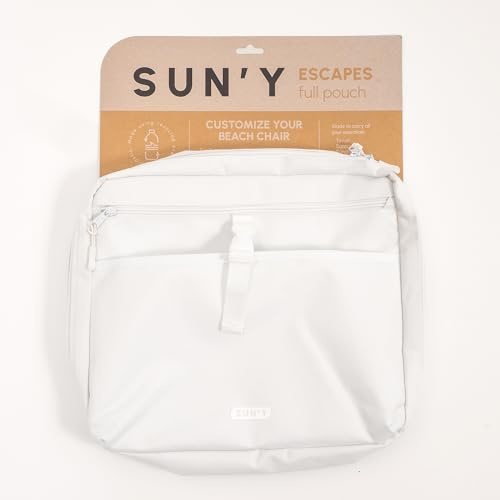 SUN'Y Escapes Beach Chair Full Pouch - MOLLE Compatible Storage Bag - Waterproof, Sandproof, Durable Organizer for Beach Essentials, Travel, and Outdoor Gear - Seashell White