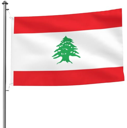Drapeau du Liban 1,5 x 2,4 m Drapeau double face – Bannière décorative robuste pour extérieur et jardin