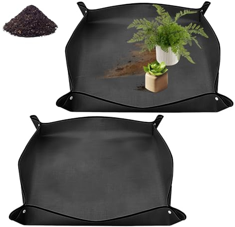 LUMOOM 2 Stück Pflanzmatte, Pflanzen Umtopfmatte, Gartenmatte Pflanzmatte, Schwarz PE Pflanzunterlage, wasserdichte Pflanzenmatte Gartenmatte, für Umtopf, Sukkulenten (100x100cm)
