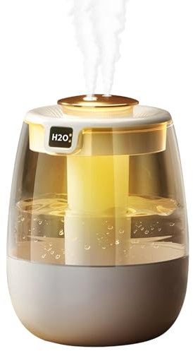 CutitiUU Humidifier for Bedroom,1.3L Cool Mist Humidifiers,Dual Jet Humidifier,Humidity Sensor,20-Hour Run Time,Mist humidistat With digital humidistat display and UV germicidal lamps,White
