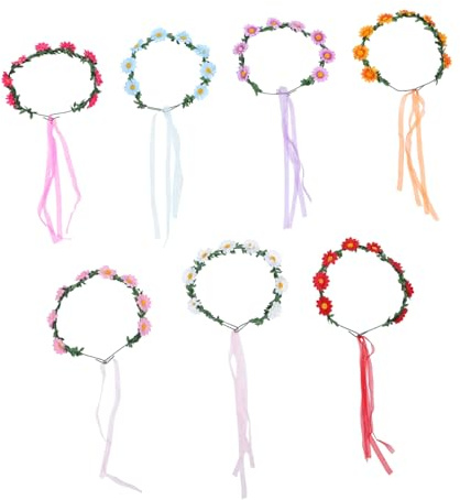 VILLFUL 14stücke Blumenstirnband mit Haarkränzen und Strandhaarbändern als Kopfschmuck für Mädchen und Frauen Haaraccessoire mit Blumenhaarschmuck Zufälliger Stil