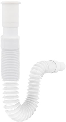 LATRAT Manguera de desagüe flexible de 1 1/4 x 32 mm, color blanco, longitud flexible extensible 300 – 800 mm, sifón ahorro de espacio para cocina y baño