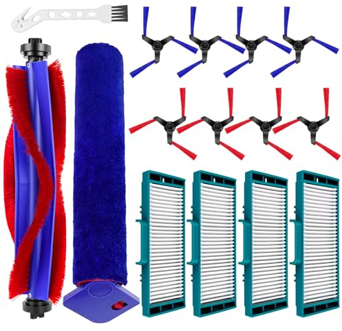 Chuancheng 15 Pcs Replacement Parts for Dyson Spot+ Scrub AI Wet and Dry Robot Vacuum Cleaner, Accessories Kit with 1 Main Brush 1 Roller Mop 4 HEPA Filters 8 Side Brush 1 Cleaning Brush