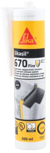 SIKA - Sellador silicona - Sikasil-670 Fire - Blanco - 300ml | Resistente al fuego - Sellado elástico para muros y pavimentos - Uso interior/exterior - Alta protección