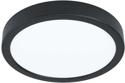 Eglo LED-taklampa, Fueva 5, Ø 21 cm, 1 lampa, dimbar, taklampa av stål och en ljusyta i svart, vit, LED-bygglampa, varm vit