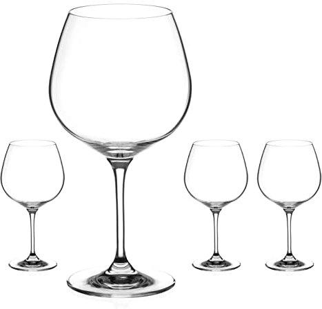 DIAMANTE Gin Glass Pair Crystal copa Gin Glasses- ‘Auris’ Collection Undecorated Crystal Balloon Glasses - Set of 4