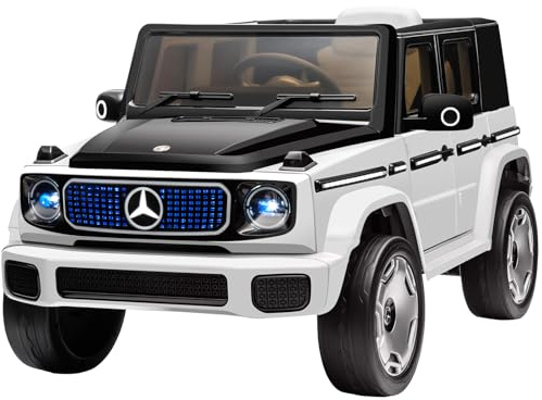 Forever Source Kids Ride On Car, Electric Car for Kids, 12V Ride on Truck Toy w/Remote Control, LED Light, 3 Speeds, Music, Aged 3-5 Years Old, White