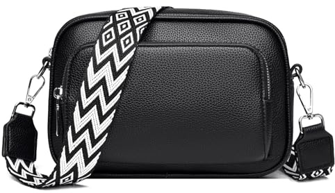 LUXCAELY Sac à Bandoulière Femme Cuir PU Résistant Moyen, Style Simple et Moderne, Bandoulière Réglable Parfait pour École, Travail, et Voyage - noir
