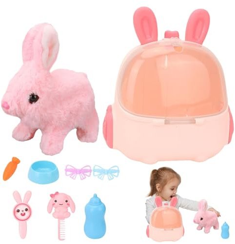 Giocattolo di coniglio saltellante,Giocattolo di coniglio saltellante, Simpatici giocattoli elettrici per animali, Giocattoli di peluche per bambini, giocattoli di peluche elettronici interattivi, gio