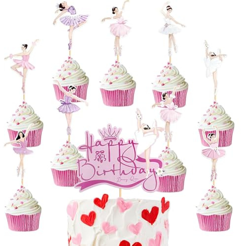 34 Stück Ballerina Tortendeko Ballett Mädchen Cupcake Topper Ballerina Cake Deko Ballett Kuchendekoration für Kinder Geburtstag Party Kuchen Deko Supplies