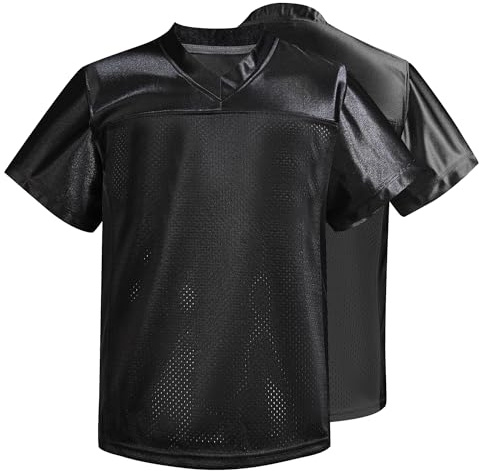Men's Blank Football Jersey, Adult Mesh Athletic Practice Football Shirts, Blank Football Jerseys for Adults S-2XL (US, Alpha, Large, Regular, Regular, Black)