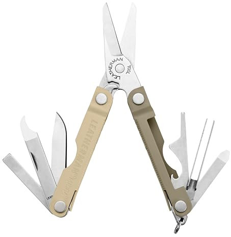 Leatherman Micra - Edelstahl-Schlüsselanhänger Multi-Tool mit Federschere und 9 Werkzeugen - Cappuccino